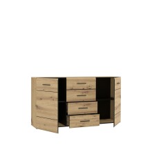 Kommode >Seikola < in braun,schwarz - 169,6x91,3x41,1cm (BxHxT)
