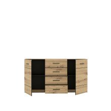 Kommode >Seikola < in braun,schwarz - 169,6x91,3x41,1cm (BxHxT)