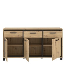 Kommode >Trondheim< in schwarz,braun - 178,4x94,1x41,5cm (BxHxT)