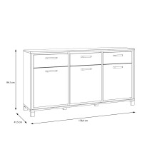 Kommode >Trondheim< in schwarz,braun - 178,4x94,1x41,5cm (BxHxT)