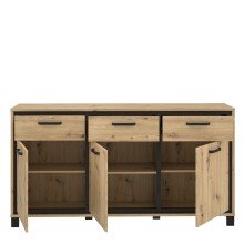 Kommode >Trondheim< in schwarz,braun - 178,4x94,1x41,5cm (BxHxT)