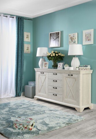 Kommode >Kashmir< in weiß,beige - 177,7x96,2x48,3cm (BxHxT)