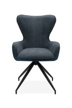 Esszimmerstuhl >Blake< (2er Set) in Cord dunkelblau + Stoff dunkelgrau / schwarz
