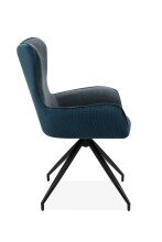 Esszimmerstuhl >Blake< (2er Set) in Cord dunkelblau + Stoff dunkelgrau / schwarz
