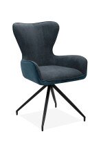 Esszimmerstuhl >Blake< (2er Set) in Cord dunkelblau + Stoff dunkelgrau / schwarz