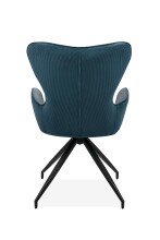 Esszimmerstuhl >Blake< (2er Set) in Cord dunkelblau + Stoff dunkelgrau / schwarz