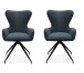 Esszimmerstuhl >Blake< (2er Set) in Cord dunkelblau + Stoff dunkelgrau / schwarz