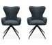 Esszimmerstuhl >Blake< (2er Set) in Cord dunkelblau + Stoff dunkelgrau / schwarz