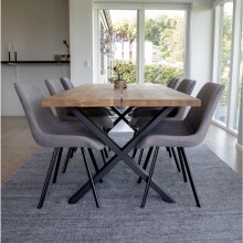 Esstisch >Montpellier< in Natur, Eiche-Massiv - 95x75x200cm (BxHxT)
