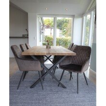 Esstisch >Montpellier< in Natur, Eiche-Massiv - 95x75x200cm (BxHxT)