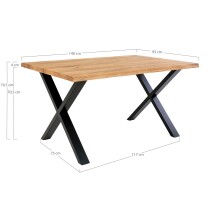 Esstisch >Toulon< in Natur, Eiche-Massiv - 95x75x140cm (BxHxT)