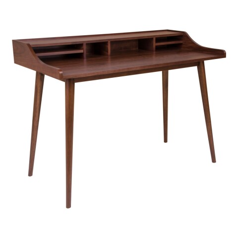 Schreibtisch >Hellerup< in Braun, Nussbaum - 120x88x60cm (BxHxT)