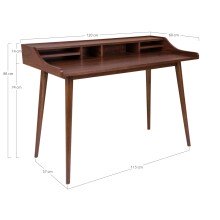 Schreibtisch >Hellerup< in Braun, Nussbaum - 120x88x60cm (BxHxT)
