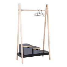 Kleiderständer >Torino< in Natur / Schwarz, MDF - 94,5x170x39cm (BxHxT)