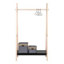 Kleiderständer >Torino< in Natur / Schwarz, MDF - 94,5x170x39cm (BxHxT)
