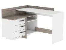 Eckschreibtisch >Thales< in Weiß - 128,8x83,2x105,7cm (BxHxT)