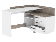 Eckschreibtisch >Thales< in Weiß - 128,8x83,2x105,7cm (BxHxT)