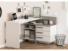 Eckschreibtisch >Thales< in Weiß - 128,8x83,2x105,7cm (BxHxT)