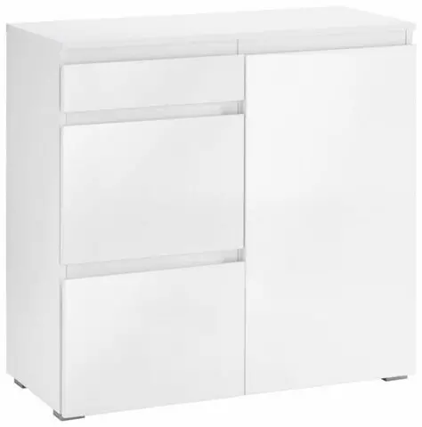 Kommode >7028-11.11< in Weiß matt, Holzwerkstoff - 80,7x80,6x37,6cm (BxHxT)