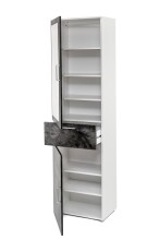 Garderobenschrank >8871-11.22< in Weiß/Schiefer - 50x195x32 (BxHxT)