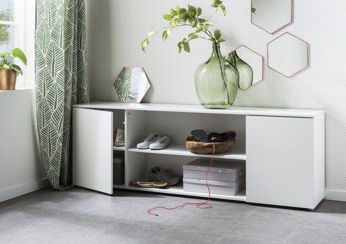 Lowboard >8875-11.11< in Weiß matt - 165x55x34 (BxHxT)