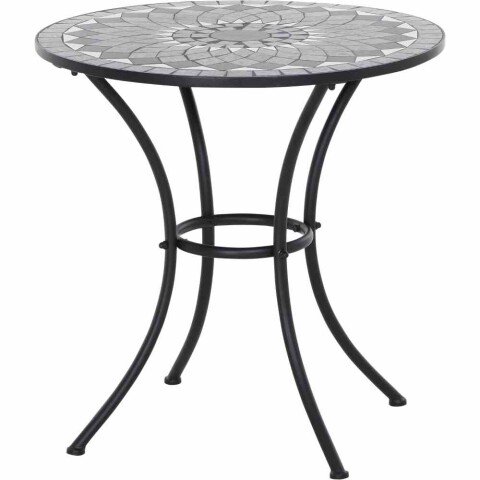 Gartentisch >Como< in matt schwarz, Stahl, Keramik - 60x71x60cm (BxHxT)