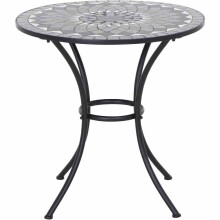 Gartentisch >Como< in matt schwarz, Stahl, Keramik - 60x71x60cm (BxHxT)