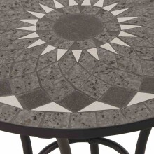 Gartentisch >Como< in matt schwarz, Stahl, Keramik - 60x71x60cm (BxHxT)