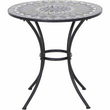 Gartentisch >Como< in matt schwarz, Stahl, Keramik - 60x71x60cm (BxHxT)