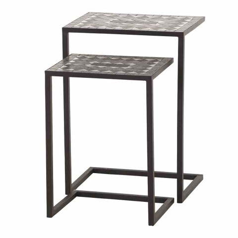 Satztisch >Como< (2er-Set) in matt schwarz, dunkelgrau - 46x64x33 (BxHxT)