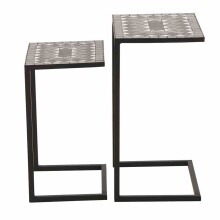 Satztisch >Como< (2er-Set) in matt schwarz, dunkelgrau - 46x64x33 (BxHxT)