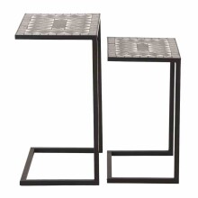 Satztisch >Como< (2er-Set) in matt schwarz, dunkelgrau - 46x64x33 (BxHxT)