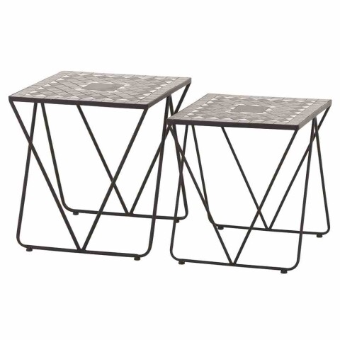 Beistelltisch >Como< (2er-Set) in matt schwarz, dunkelgrau - 51x56x51 (BxHxT)