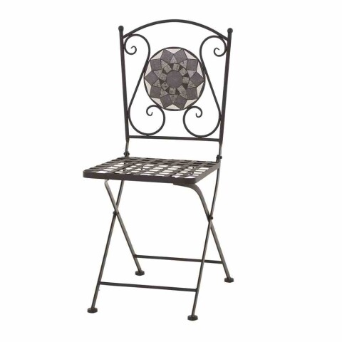 Gartenstuhl >Como< in matt schwarz, dunkelgrau - 49,5x88,5x39 (BxHxT)