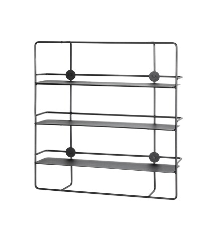 Wandregal >37564< in schwarz, Metall - 53x56x14cm (BxHxT)
