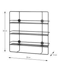 Wandregal >37564< in schwarz, Metall - 53x56x14cm (BxHxT)