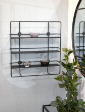 Wandregal >37564< in schwarz, Metall - 53x56x14cm (BxHxT)