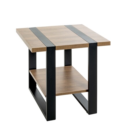 Beistelltisch >47177< in eiche, schwarz - 45x45x45cm (BxHxT)
