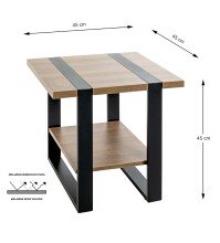 Beistelltisch >47177< in eiche, schwarz - 45x45x45cm (BxHxT)