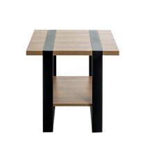 Beistelltisch >47177< in eiche, schwarz - 45x45x45cm (BxHxT)