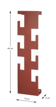 Wandgarderobe >47406< in rot, Metall - 15x60x8cm (BxHxT)
