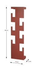 Wandgarderobe >47406< in rot, Metall - 15x60x8cm (BxHxT)