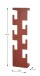 Wandgarderobe >47406< in rot, Metall - 15x60x8cm (BxHxT)