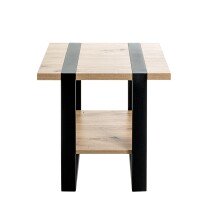 Beistelltisch >47477< in eiche, schwarz - 45x45x45cm (BxHxT)
