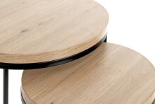 Beistelltisch >47487< (2er Set) in eiche, schwarz, MDF, Metall - 43x32cm (HxD)
