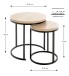 Beistelltisch >47487< (2er Set) in eiche, schwarz, MDF, Metall - 43x32cm (HxD)