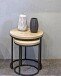 Beistelltisch >47487< (2er Set) in eiche, schwarz, MDF, Metall - 43x32cm (HxD)