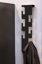 Wandgarderobe >47506< in schwarz, Metall - 15x60x8cm (BxHxT)