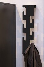 Wandgarderobe >47506< in schwarz, Metall - 15x60x8cm (BxHxT)