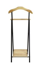 Herrendiener >47508< in natur, schwarz, Massivholz, Metall - 45x110x45cm (BxHxT)